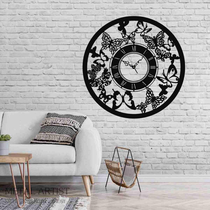 Butterfly Metal Wall Clock