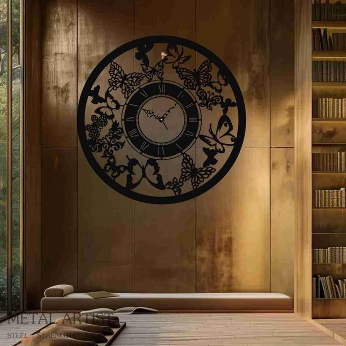 Butterfly Metal Wall Clock