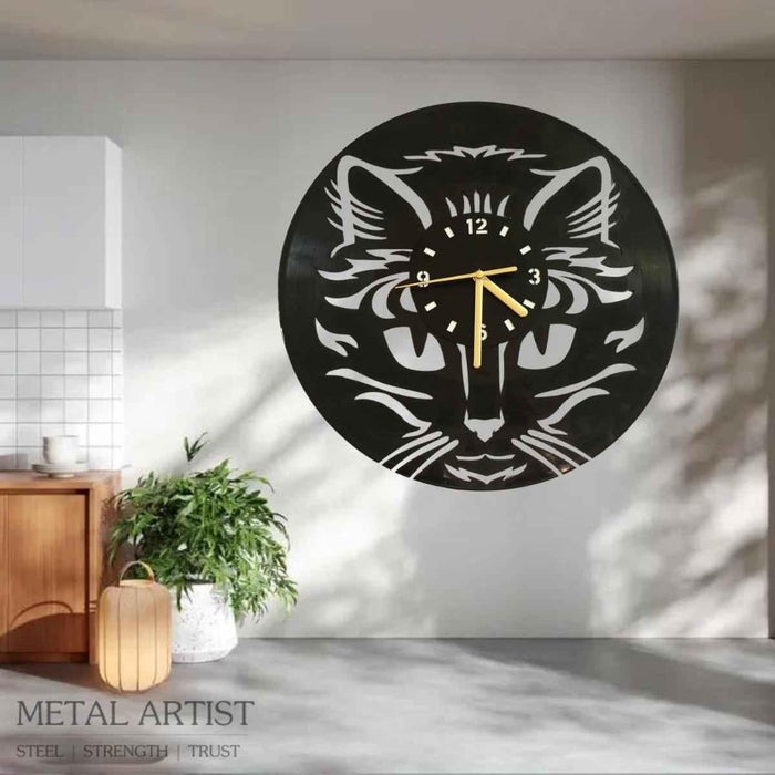 Cat  Metal Wall Clock