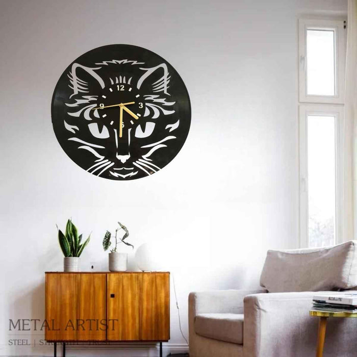 Cat  Metal Wall Clock