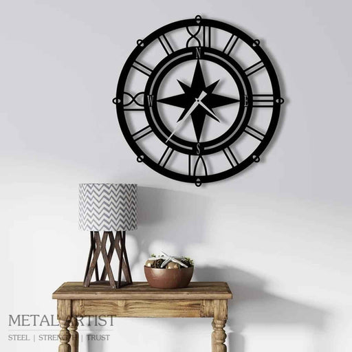 Compass Metal Wall Clock