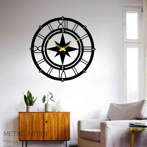 Compass Metal Wall Clock