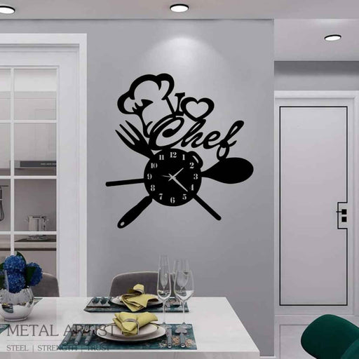 Chef Kitchen Metal Wall Clock - Metal Artist