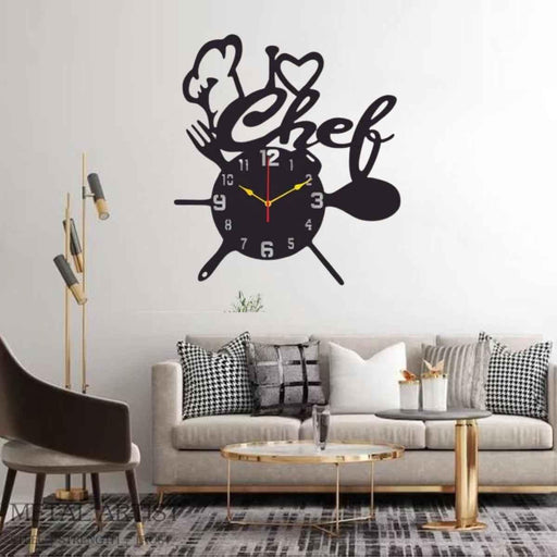 Chef Kitchen Metal Wall Clock - Metal Artist