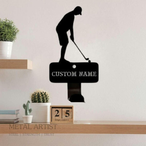 Custom Golf Sign Key Holder | Personalized Name Key Rack - Metal Artist