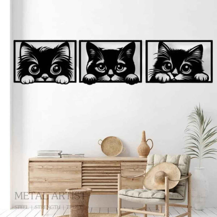 Metal Peeking Cat Wall Decor - Metal Artist