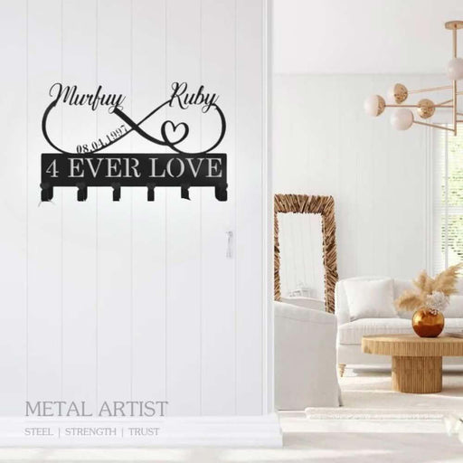 Personalized Name Key Rack | Metal Heart Key Rack - Metal Artist